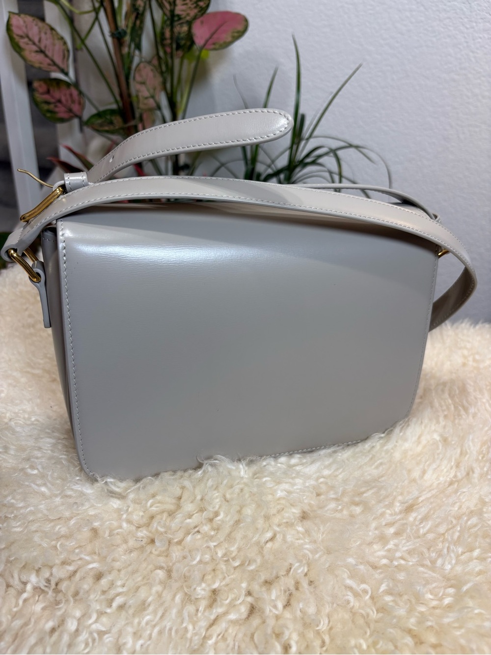 Celine Triomphe Shoulder Bag in Light Cream with Gold Hardware - Picture 3 of 13